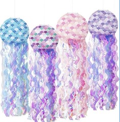 Mermaid Birthday/ Dress Up Crown & Four Jellyfish Paper Lanterns Combo