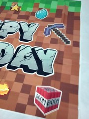 Minecraft Themed Party Backdrop Pixel Photo Background Decoration 60×40” NEW
