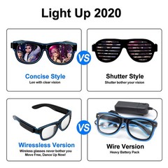 Wireless Light Up Glasses Glow in the Dark Neon Rave Glasses for Rave Party, …