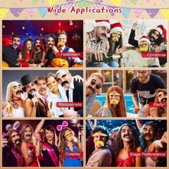 Fake Mustache and Eyebrows Set Self Adhesive Fake Beard for Adults Men Women