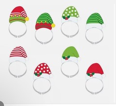 Paper Santa & Elf Hat Headbands 16 Total Favors Adjustable New Amscan Christmas