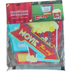 Movie Night Theme Party Decorations Bundle Banner, Swirl & Table Deco, Signs New