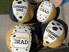Graduation Party Decoration Set: Tablecloth, Balloons, Danglers ++ Black & Gold