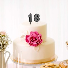 BBTO 18th Birthday Candles Cake Number Happy 5 centimeters, Black
