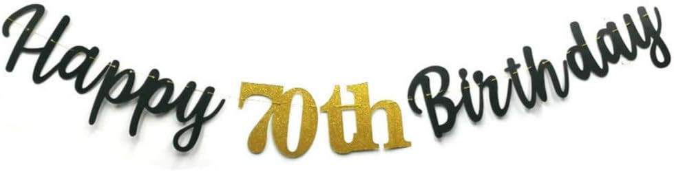 Glitter Happy 70th Birthday Banner Double Sized Paper 70 Black