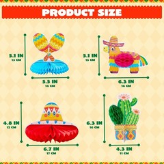 12 Pcs Cinco De Mayo Fiesta Honeycomb Centerpiece Taco Mexican Party Table Decor