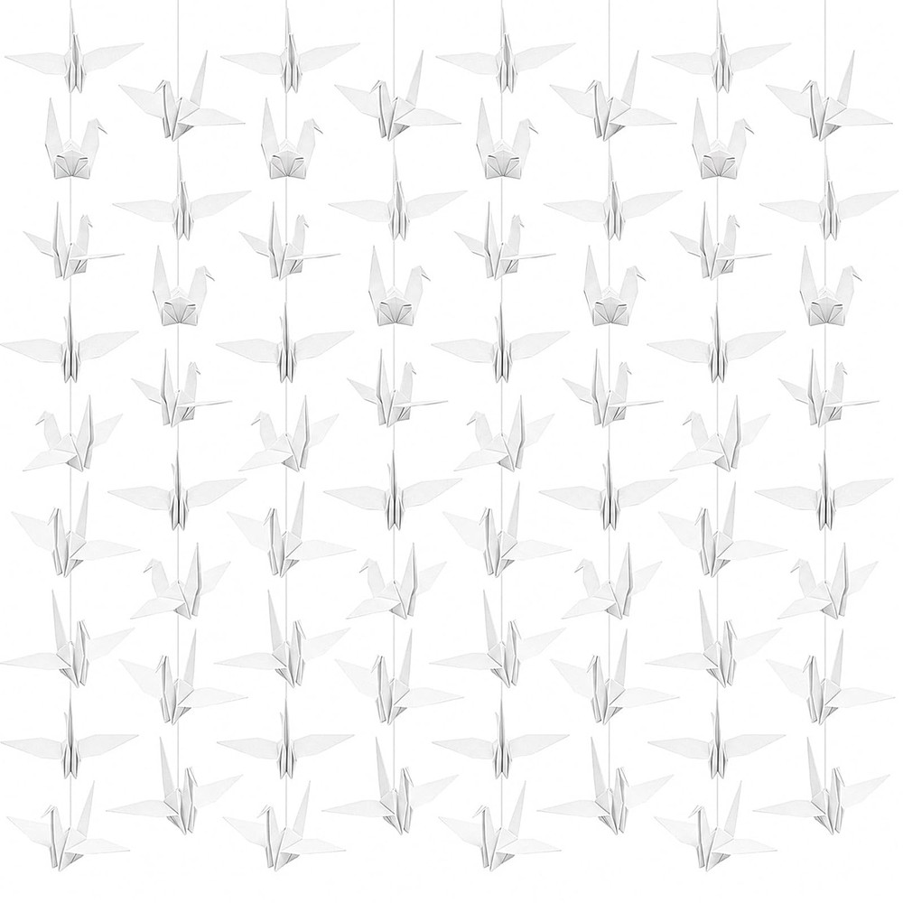 4 Pack 3D White Paper Crane Hanging Garlands Birds Streamers Garland Origami …