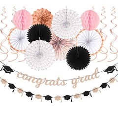 Rose-Gold Pink-White Black Party-Decorations Graduation – 18pcs Kits 2026 Con…