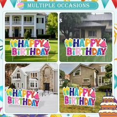 Happy Birthday Yard Sign with Stakes, Colourful Birthday Lawn Signs 37″ Large