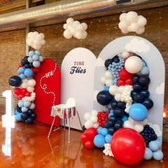 Airplane Balloon Garland Arch Kit 147pcs Navy Blue Red and Blue white Balloon…