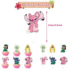 Lilo & Stitch Birthday Party Decorate Supplies Set，Balloon Banner Cake Toppers
