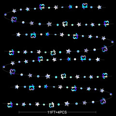 Iridescent 13Th Birthday Decorations Number 13 Circle Dot Twinkle Star Garland M