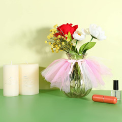 12 Pieces Mini Tutu Table Skirt Wine Bottle Cover Tutu Skirt Tulle Vase Skirt De
