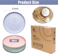 DAPIPIK 6 PACK 6 Inches wheat 6inch, Green, Yellow, Pink, Blue, Purple, Beige