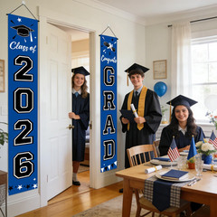 2Pcs 2026 Graduation Porch Banner Class of 2026 Congrats Grad Door Sign Decor