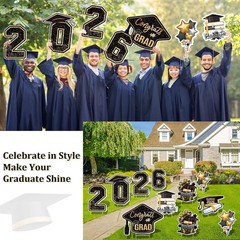 Large 11 PCS Graduation Yard Signs, Class of 2026 Congrats Grad Outdoor Lawn Yar