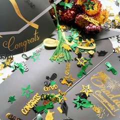 1000 PCS Green Gold Black Graduation Confetti Class 2026 Table Centerpiece
