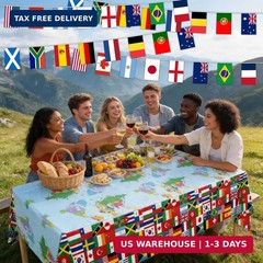 International World Flags Party Decorations Set,11M World Flag Bunting Banner &