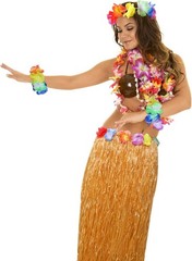 8-Piece Hawaiian Luau Costume Set with Grass Skirt & Sunglasses for Adults