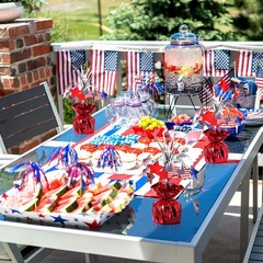 4 Pcs 4th of July Table Decorations, Patriotic Metallic Foil Spray Star Cente…