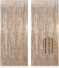 TOTAFAM 2 Pack Fringe Curtains Backdrops, Foil Fringe Curtains, Door Streamer…