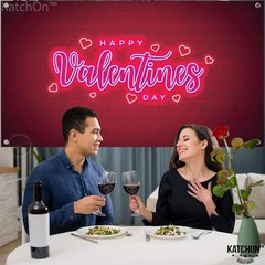 KatchOn, Happy Valentines Day Banner – XtraLarge 72×44 Inch | Neon Red,