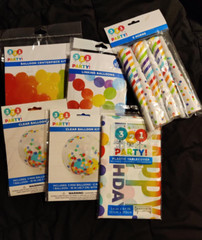 321 Party! Birthday Balloons Horns Tablecover Set lot of 6 NEW
