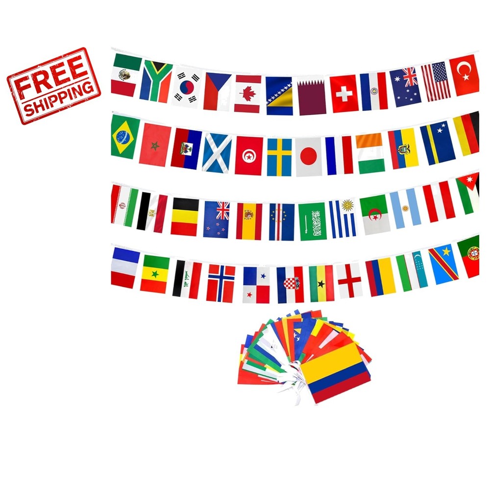 Multicolor 48 Countries Flag String for World Cup 2026 – Vibrant & Exciting