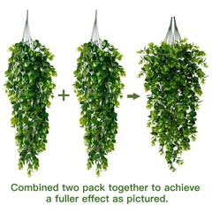 Sggvecsy 4 Pack Artificial Hanging Plants Fake Plant Faux 4Pcs, Green