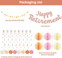 Retirement Party Decorations for Women, Rose Gold Happy Retirement Banner Female