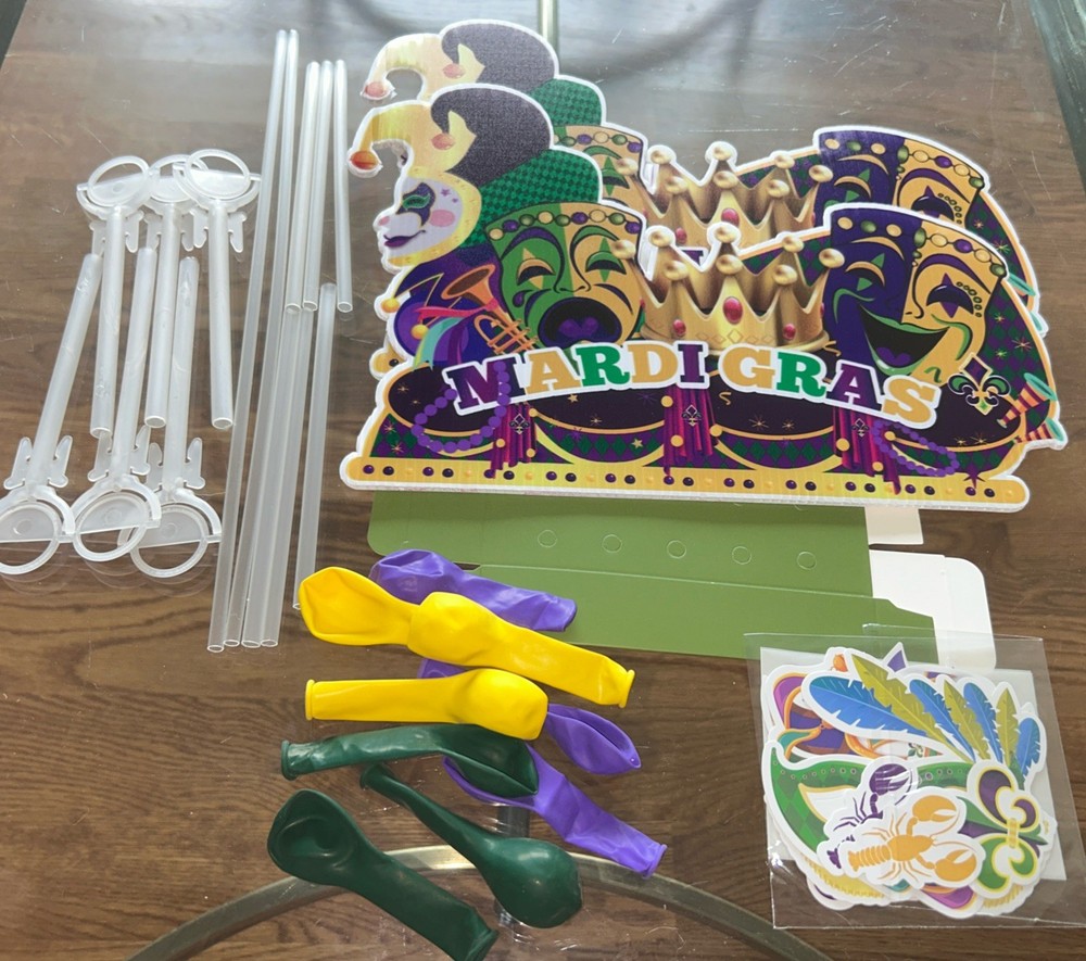New In Box Mardi Gras Party Supplies Tabletop Flioat Balloons Decoration