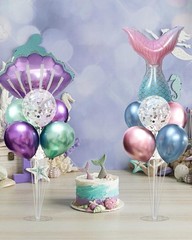 Mermaid Table Decoration Balloon Holder Kit 4 Sets with 2 Shell Foil Balloons…