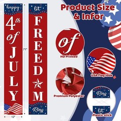 Happy 4th of July Decorations Banner a Set of 2, 12″x71″ Fourth of July Party D.