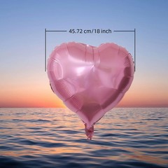 12 Pcs 18 Inch Light Pink Heart Foil Balloons, Mylar Love Heart Helium Balloo…