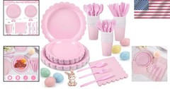 Complete Pink Party Set – 175 Pcs Disposable Plates, Cups & Napkins for Events