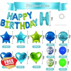 TONIFUL Happy Birthday Decorations Kit Blue Green