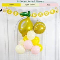 Lemonade Party Decorations Balloon Arch Kit with Lemon Banner, Pink Yellow Le…