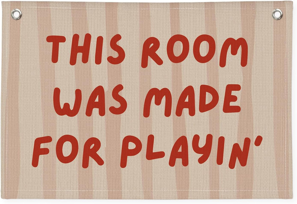 Playroom Decor Wall Banner «This Room Was Made for Playin'» 20X30 Inch – Nursery