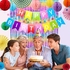 Rainbow Birthday Party Decorations Kit, 16 2 inches x 2 inches, Multicolor