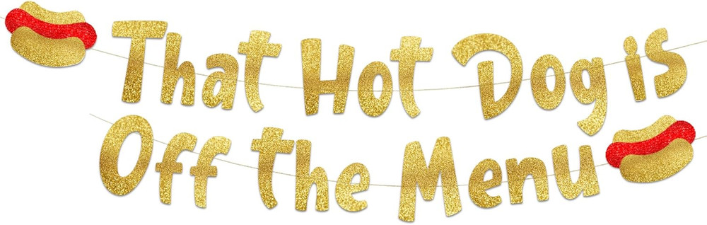 Pre-Strung Funny Bachelor and Bachelorette Party Gold Glitter Banner – Funny Bac