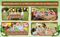 3 Pcs Floral Happy Birthday Tablecloths Cute Butterfly Wood Grain Table Cover
