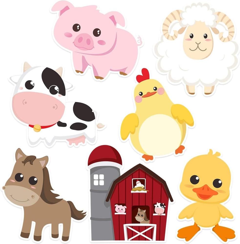 35 Pcs Farm Animals Decor Farm Animal Cutouts for Baby Shower, Bulletin Board, C