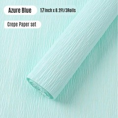 3 Rolls Azure Blue Crepe Paper 17 x 98 Inch Heavy Duty Papel Flower Decor DIY
