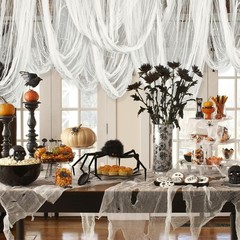 «400»» X 85″» Halloween Creepy Cloth Decoration, Large White Spooky Fabric Cloth