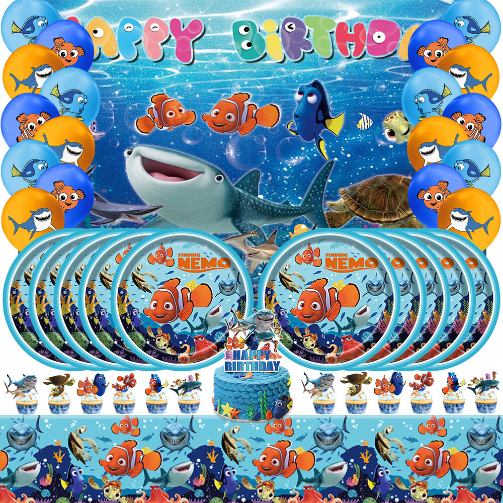 Finding Nemo Party Supplies Set Plates Balloons Banner Cake Topper Birthday Gift