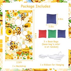 Bee Theme Toss Games with Bean Bags, Bee Theme Toss Games Backdrop Banner for…