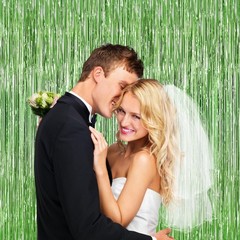 Light Green Tinsel Backdrop Foil Fringe Curtains – 2 Packs Door Streamers Bac…