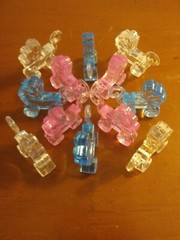 Flat Strollers Deco Charms Set of 12 (4) of each: Pink Blue & Clear-All See Thru