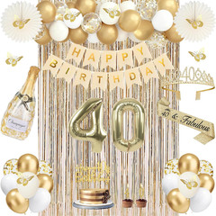 51Pcs 40Th Birthday Decorations for Women, Champagne Gold 40Th Birthday Decorati