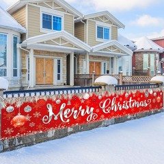 Red Merry Christmas Large Banner Decorations, Xmas Outdoor Indoor Decorations…